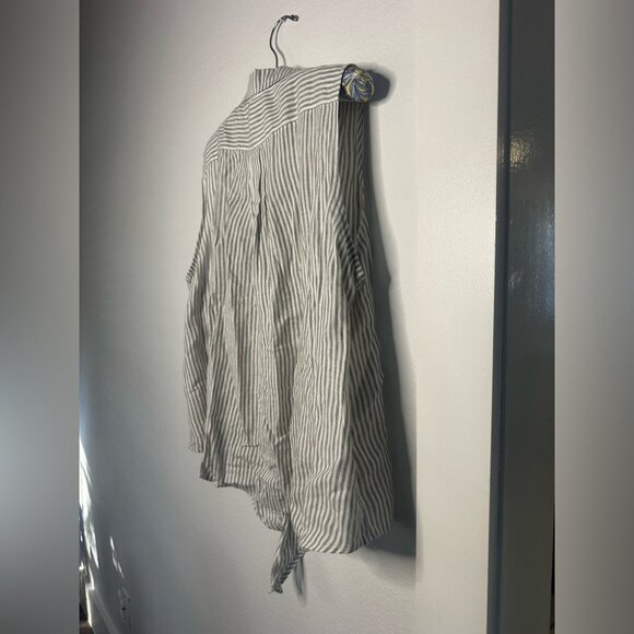 Tommy Bahama Linen Blend Striped Sleeveless Button Down Blouse Minimalist Sz XL - Picture 7 of 9